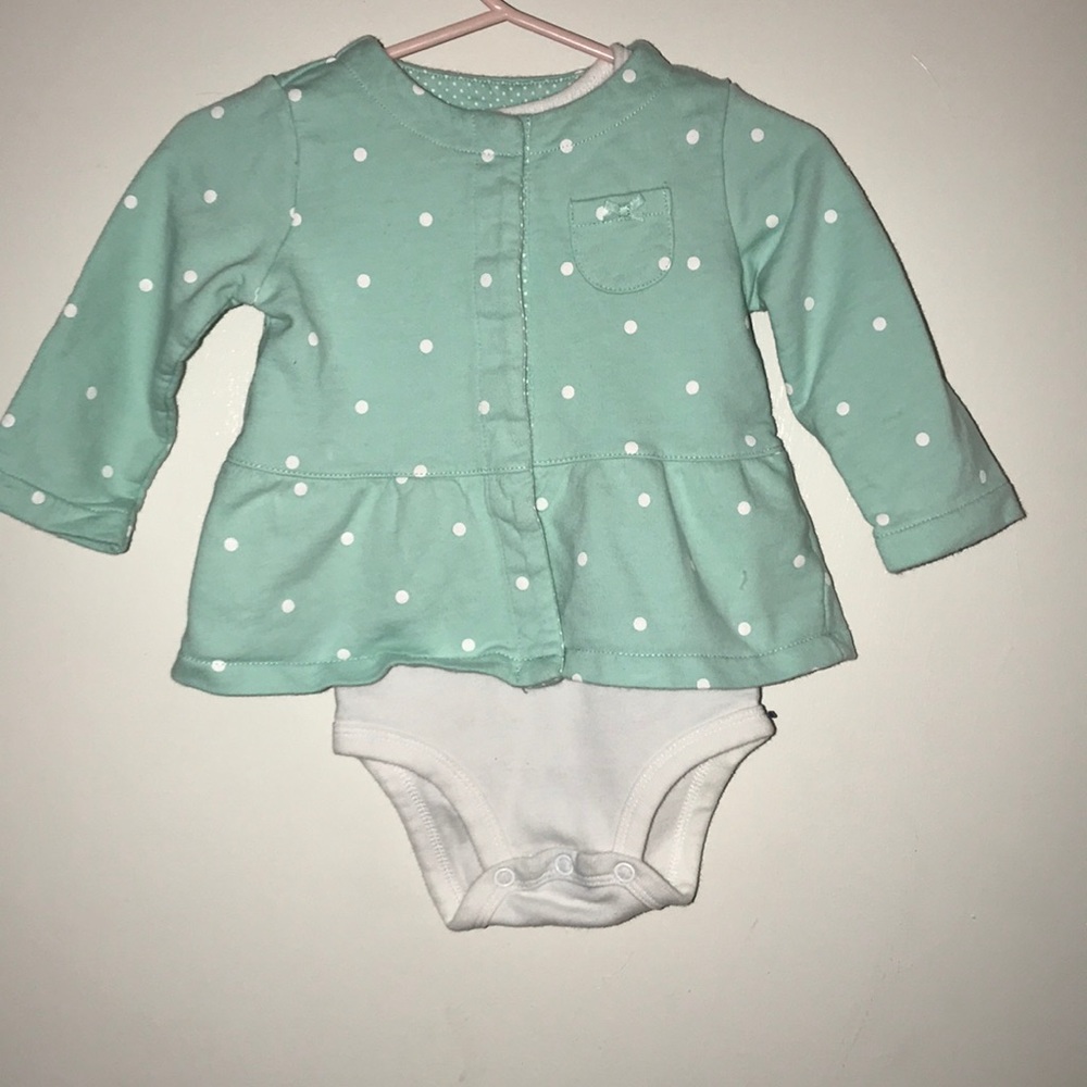 Lovely polka dot baby jacket w/ sleeveless onesie